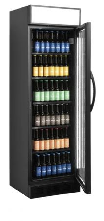 Armoire rfrigre  boissons toute noire avec une porte vitre battante 350 L - 595 x 640 x 1980 mm