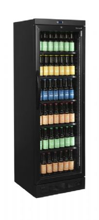 Rfrigrateur  boissons noir avec 1 porte vitre - 595x640x1840 mm