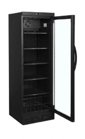 Rfrigrateur  boissons noir avec 1 porte vitre - 595x640x1840 mm