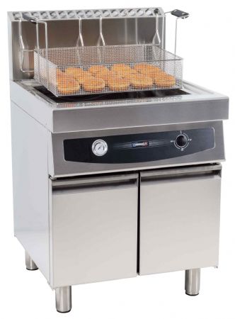 Friteuse cuve ronde à beignets gaz avec soubassement 35 litres - Casselin - CFBG35S