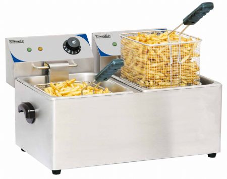 Friteuse A poser petite capacité électrique 2 x 4 litres - Casselin - CFE42