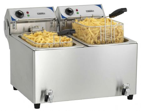 Friteuse A poser petite capacité électrique avec vanne de vidange 2 x 10 litres - Casselin - CFEV102B