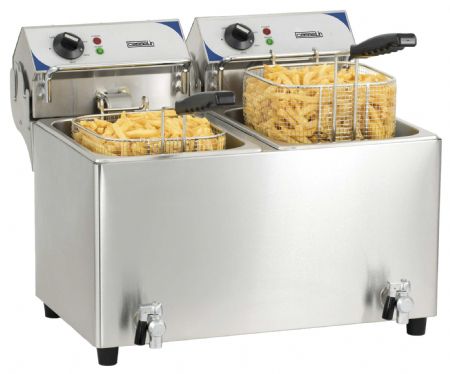 Friteuse A poser petite capacité électrique avec vanne de vidange 2 x 7 litres - Casselin - CFEV72B