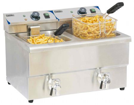 Friteuse A poser petite capacité électrique avec vanne de vidange 2 x 8 litres - Casselin - CFEV82