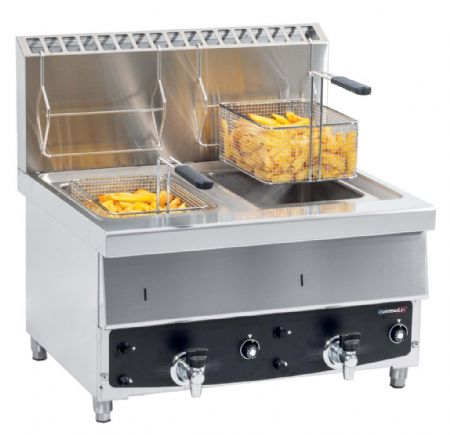 Friteuse professionnelle au gaz en inox 2x10 litres - 700x600x650 mm Friteuse professionnelle au gaz en inox 2x10 litres - 700x600x650 mm