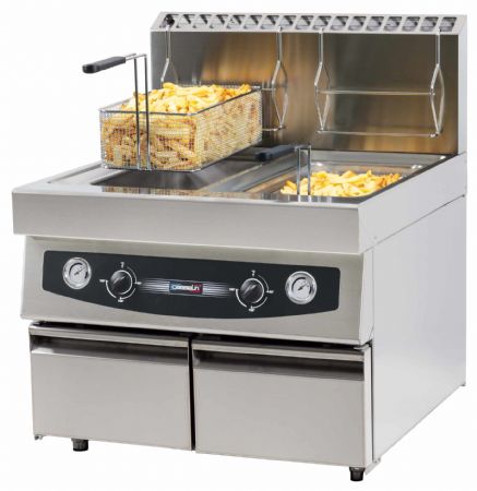 Friteuse A poser petite capacité gaz avec vanne de vidange 2 x 17 litres - Casselin - CFGV172