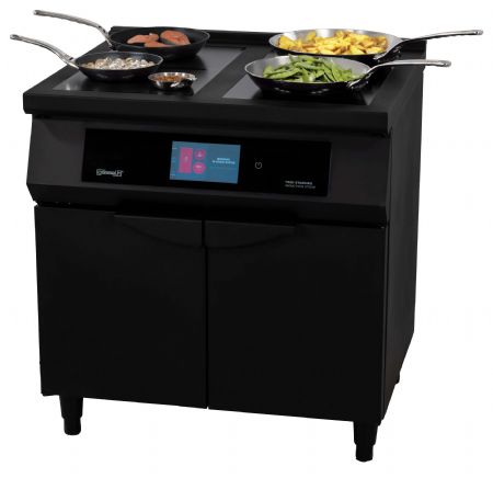 Cuisinière professionnelle fourneau à induction 2 feux + 2 plaques Flex zone 800 noire Triphasé - Casselin - CFOI2F2FZ800N