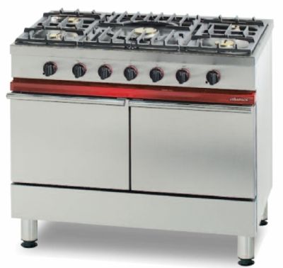 Cuisinire  gaz 5 bruleurs vifs sur 2 fours  gaz 55 L - Prof 650mm