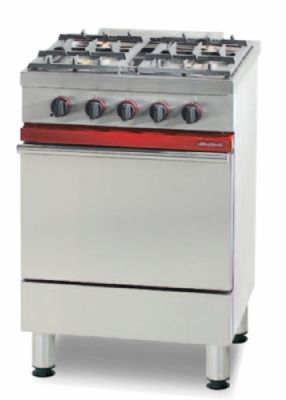 Cuisinire  gaz 4 bruleurs vifs sur four  gaz - 600x650x900 mm