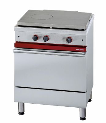 Cuisinire  gaz plaque coup de feu sur 1 four  gaz GN 1/1 - Prof 650mm