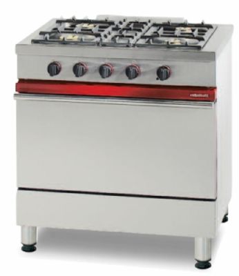 Cuisinire  gaz 4 bruleurs vifs sur four  gaz - 800x650x900 mm
