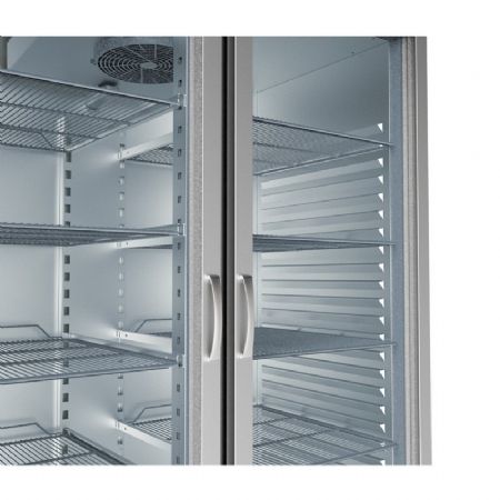 Rfrigrateur inox GN1/1 avec cots emboutis 1 porte battante vitre  -2 / +8C - 300L