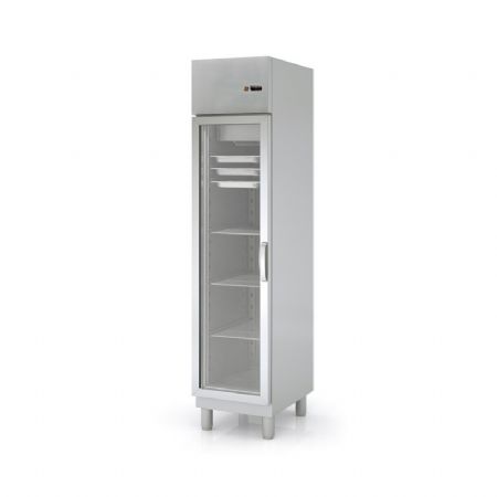 Rfrigrateur inox GN1/1 avec cots emboutis 1 porte battante vitre  -2 / +8C - 300L