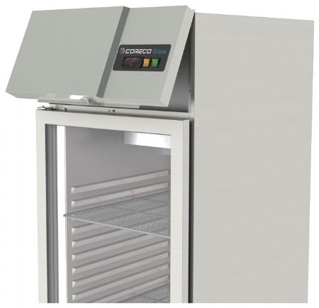 Armoire positive inox fixe GN2/1 avec 3 étagères et 1 porte vitrée isolation 60 mm - 645 litres