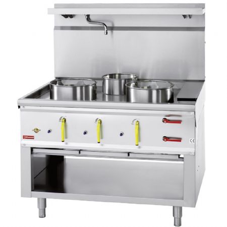 Fourneau wok 3 brûleurs avec rideau d'eau Gaz - Diamond - CHINA/3L