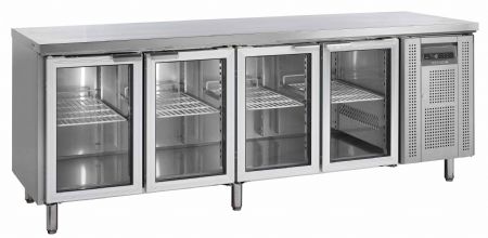 Refroidisseur de comptoir GN1/1 - 4 portes vitrées inox +2 à +10 °C positive - Tefcold - CK7410G