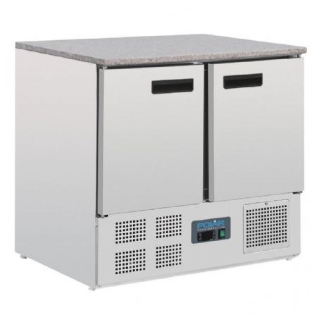 Table desserte réfrigérée positive 240 L 2 portes plan marbre - Polar - CL108