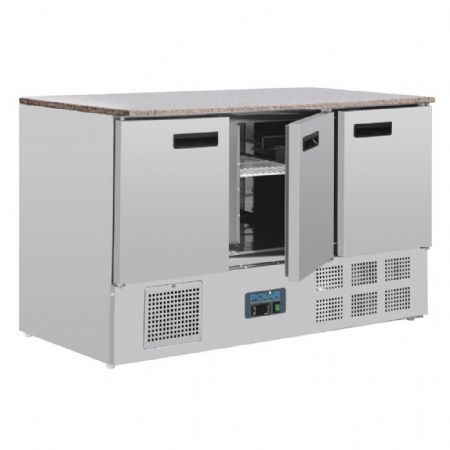 Table desserte réfrigérée positive 368 L 3 portes plan marbre - Polar - CL109