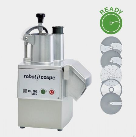 Coupe lgumes professionnel de table inox monophas 150kg/h avec 5 disques inclus - 375 trs/min