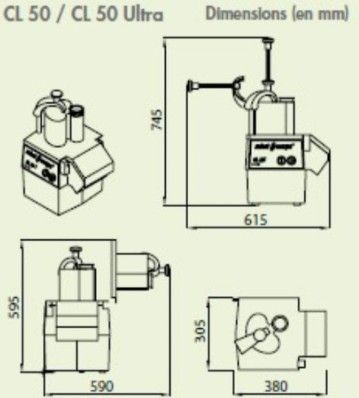 Coupe l�gumes professionnel de table inox triphas� 150kg/h - 375 - 700 trs/min