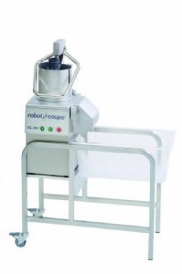 Coupe légumes à goulotte à levier et chariot inox à roulettes 400kg/h - 375 à 750 trs/min Coupe légumes à goulotte à levier et chariot inox à roulettes 400kg/h - 375 à 750 trs/min