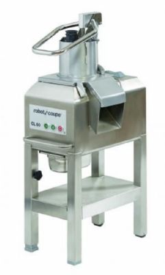 Coupe l�gumes � 2 goulottes et chariot inox � roulettes 400kg/h - 375 � 750 trs/min ou 100 � 1000 trs/min