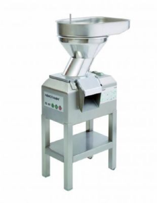 Coupe l�gumes � vitesse variable sur chariot inox � roulettes avec 2 goulottes - 100 � 1000 trs/min