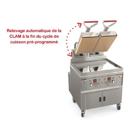 Clam grill steak avec presse double plaque chrome 700x600 mm - Mirror - CLAM20