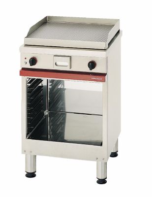 Plaque à snacker électrique en acier sur armoire ouverte surface rainurée - 600x650x900 mm Plaque à snacker électrique en acier sur armoire ouverte surface rainurée - 600x650x900 mm