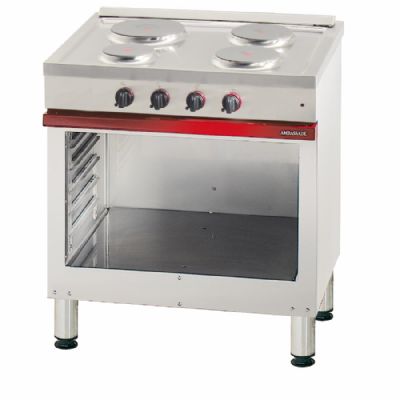 Cuisinière électrique 4 plaques sur armoire ouverte - 800x650x900mm Cuisinière électrique 4 plaques sur armoire ouverte - 800x650x900mm