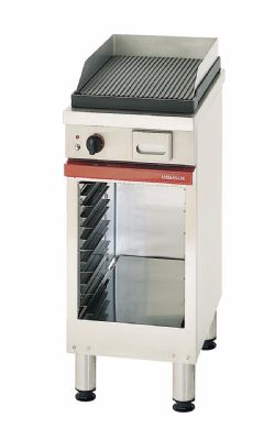 Plaque à snacker gaz en fonte sur armoire ouverte surface rainurée - 400x650x900 mm Plaque à snacker gaz en fonte sur armoire ouverte surface rainurée - 400x650x900 mm