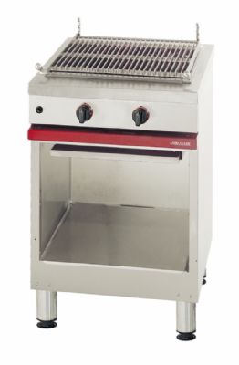 Gril pierre de lave à gaz sur armoire ouverte - 600x650x900 mm Gril pierre de lave à gaz sur armoire ouverte - 600x650x900 mm