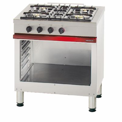 Cuisinière à gaz 4 bruleurs vifs sur armoire ouverte - 800x650x900 mm Cuisinière à gaz 4 bruleurs vifs sur armoire ouverte - 800x650x900 mm