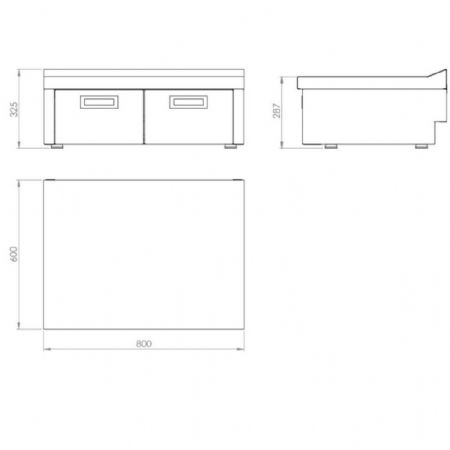 Élément neutre ligne de cuisson 600 mm avec 2 tiroirs en acier inoxydable 800x600x325 mm - Hr Fainca - CN6008S