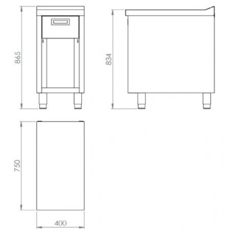 Élément neutre ligne de cuisson 750 mm avec tiroir et armoire - Hr Fainca - CN7504E