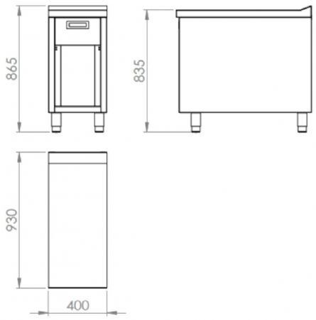Meuble neutre sur placard ouvert avec tiroir - 400x930x316 mm