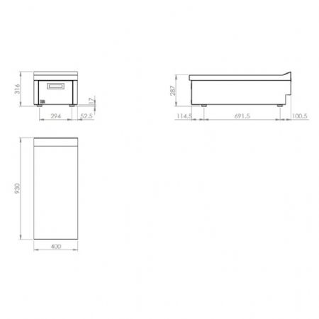 Élément neutre ligne de cuisson 900 en inox avec tiroirs à poser 400x930x316 mm - Hr Fainca - CN9004S