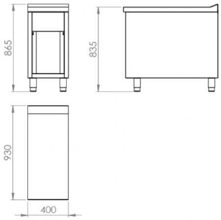 Meuble neutre sur placard ouvert avec tiroir - 800x930x316 mm