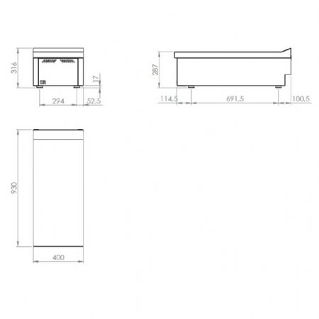 Élément neutre ligne de cuisson 900 en inox avec tiroirs à poser 800x930x316 mm - Hr Fainca - CN9008S