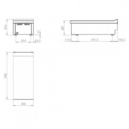 Meuble neutre de table avec tiroir - 800x930x316 mm
