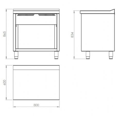 Élément neutre ligne de cuisson 600 sans tiroir avec armoire 800x600x865 mm - Hr Fainca - CNS6008E