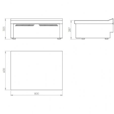 Élément neutre ligne de cuisson 600 Construction acier inox sans tiroir 800x600x325 mm - Hr Fainca - CNS6008S