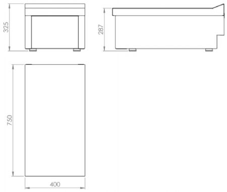 Plan neutre de table sans tiroir - 400x750x325 mm