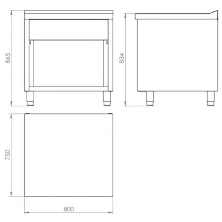 Élément neutre ligne de cuisson 750 mm avec armoire et plan de travail renforcé - Hr Fainca - CNS7508E
