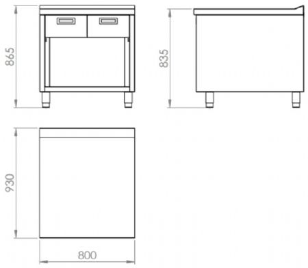 Meuble neutre sur placard ouvert sans tiroir - 400x930x316 mm