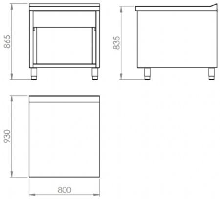 Meuble neutre sur placard ouvert sans tiroir - 800x930x316 mm