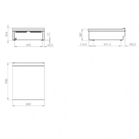 Élément neutre ligne de cuisson 900 en inox avec tiroirs à poser 800x930x316 mm - Hr Fainca - CNS9008S
