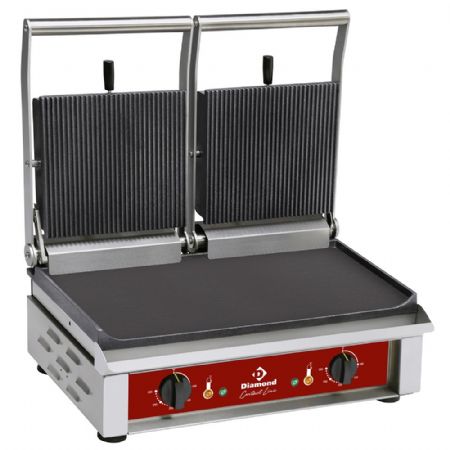 Paninis double, plaques émaillées, surface utile 535x240 mm, 4 kW - Diamond Promo - CONTACTDG2/SN