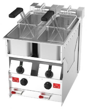 Friteuse turbo encastrable professionnelle à poser 400x600x445 mm 2 x 7-8 litres 18 kW - Valentine - CORE2200TE