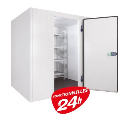 Chambre froide complte positive 2020x3160mm avec groupe frigorifique et rayonnages 3 ou 4 niveaux prof 460